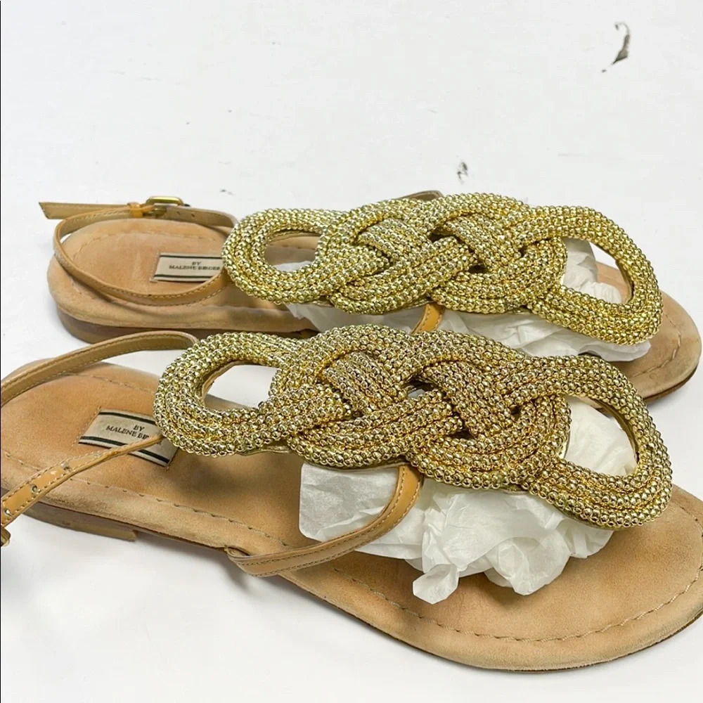 Malene Birger Gold Beaded sandals